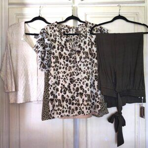 Matilda Jane Wide Leg Crop Pants, Leopard Top w/Cami, Sweater, 4 Piece, Sz XL-2X
